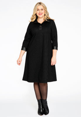 Dress A-line PINSTRIPE - black  - #2