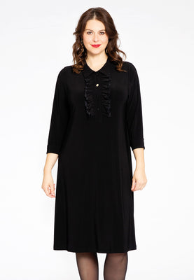 Polo-dress with ruffles DOLCE - black  - #1