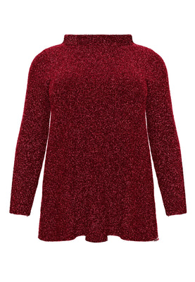 Shirt A-line turtle neck SPARKLE - red  - #3