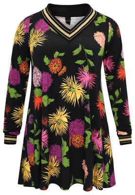 Tunic wide bottom CHRYSANT - black  - #4