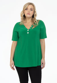 Tunic flare buttoned V-neck DOLCE - green - #1