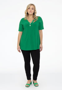 Tunic flare buttoned V-neck DOLCE - green - #2