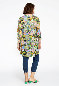 Tunic wide bottom frill FLOWERY - black - #3