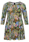 Tunic wide bottom frill FLOWERY - black - #4