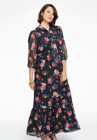 Dress bow neck FLOWERDOT - black - #1