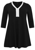 Tunic wide bottom V-neck BUBLÉ - black  - #4