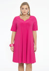 Dress A-line double v-neck DOLCE - pink