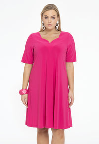 Dress A-line double v-neck DOLCE - pink - #1