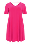 Dress A-line double v-neck DOLCE - pink - #4