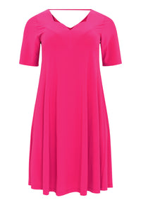 Dress A-line double v-neck DOLCE - pink - #4