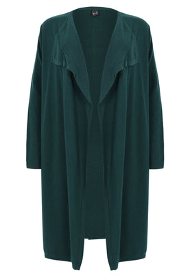 Cardigan drape neck cashmere - dark green - #4