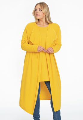 Cardigan drape neck cashmere - yellow - #1