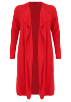 Cardigan drape neck cashmere - red  - #4