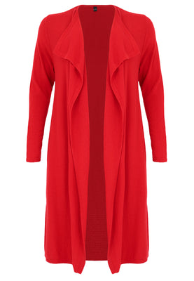 Cardigan drape neck cashmere - red  - #4