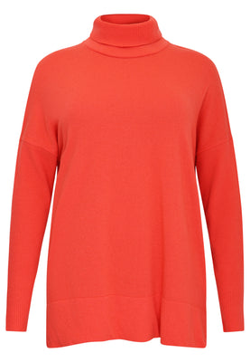 Pullover high neck rib - orange  - #4