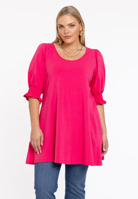 Tunic wide bottom cuff COTTON - pink - #1