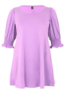 Tunic wide bottom cuff COTTON - light purple - #4