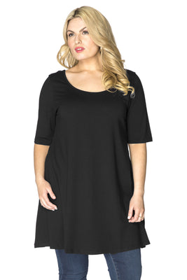 Tunic wide bottom COTTON - black  - #1