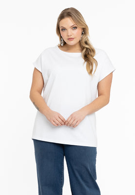 T-shirt cap sleeves wide VISCOSE - white  - #1