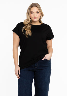 T-shirt cap sleeves wide VISCOSE - black  - #1