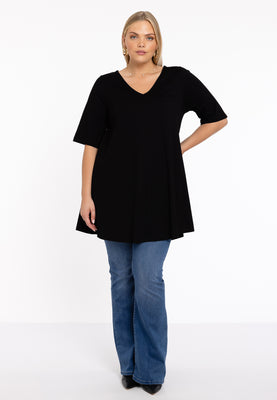 Tunic Swing short sleeve COTTON - black  - #2