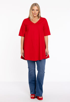 Tunic Swing short sleeve COTTON - red  - #2