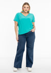 T-shirt double col en v dolce - Turquoise