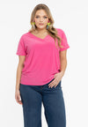 T-shirt double col en v dolce - rose