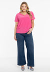 T-shirt double col en v dolce - rose