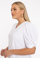 Tunic flare puff sleeve COTTON - white - #5