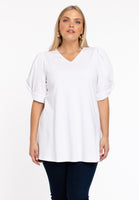 Tunic flare puff sleeve COTTON - white - #1