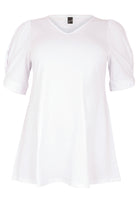 Tunic flare puff sleeve COTTON - white - #4