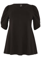 Tunic flare puff sleeve COTTON - black - #4