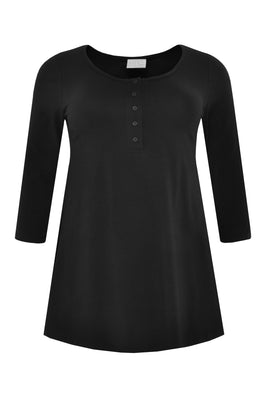 Tunic flare fit buttons COTTON - black  - #4