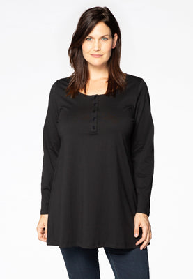 Tunic  flare buttons COTTON - black  - #1