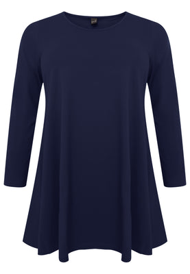 Tunic longsleeve wide bottom COTTON - blue - #4