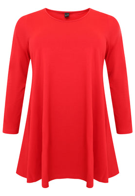 Tunic longsleeve wide bottom COTTON - red  - #4