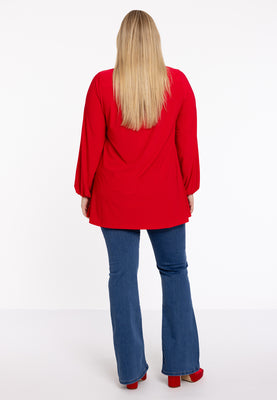 Tunic wide bottom V-neck Dolce - red  - #3