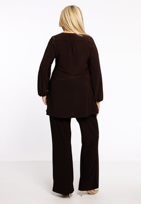 Tunic wide bottom V-neck Dolce - brown - #3