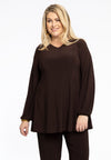 Tunique wide bottom col en v dolce - marron