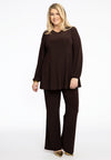 Tunique wide bottom col en v dolce - marron