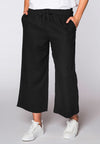 Cropped trousers waist cord LINEN - black 