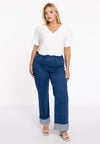 Jeans 4 poches à revers - Indigo