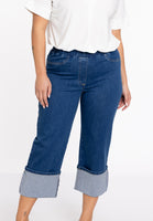 Jeans 4 pocket turn-up crop - indigo - #1