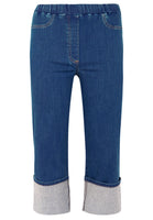 Jeans 4 pocket turn-up crop - indigo - #4