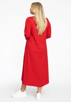 Long A-line dress COTTON - red - #3