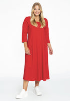 Long A-line dress COTTON - red - #2