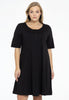 Dress A-line buttons COTTON - black 