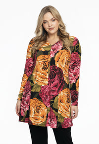 Tunic V-neck pleat PEONY - black - #1