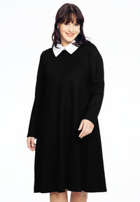 Dress contrast collar INTERLOCK - black - #1